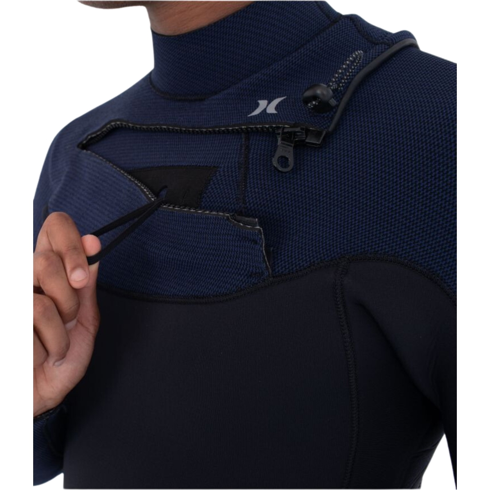 2025 Hurley Mens Plus Sleeve Texture 4/3mm Chest Zip Wetsuit MFS0014403 - Total Eclipse